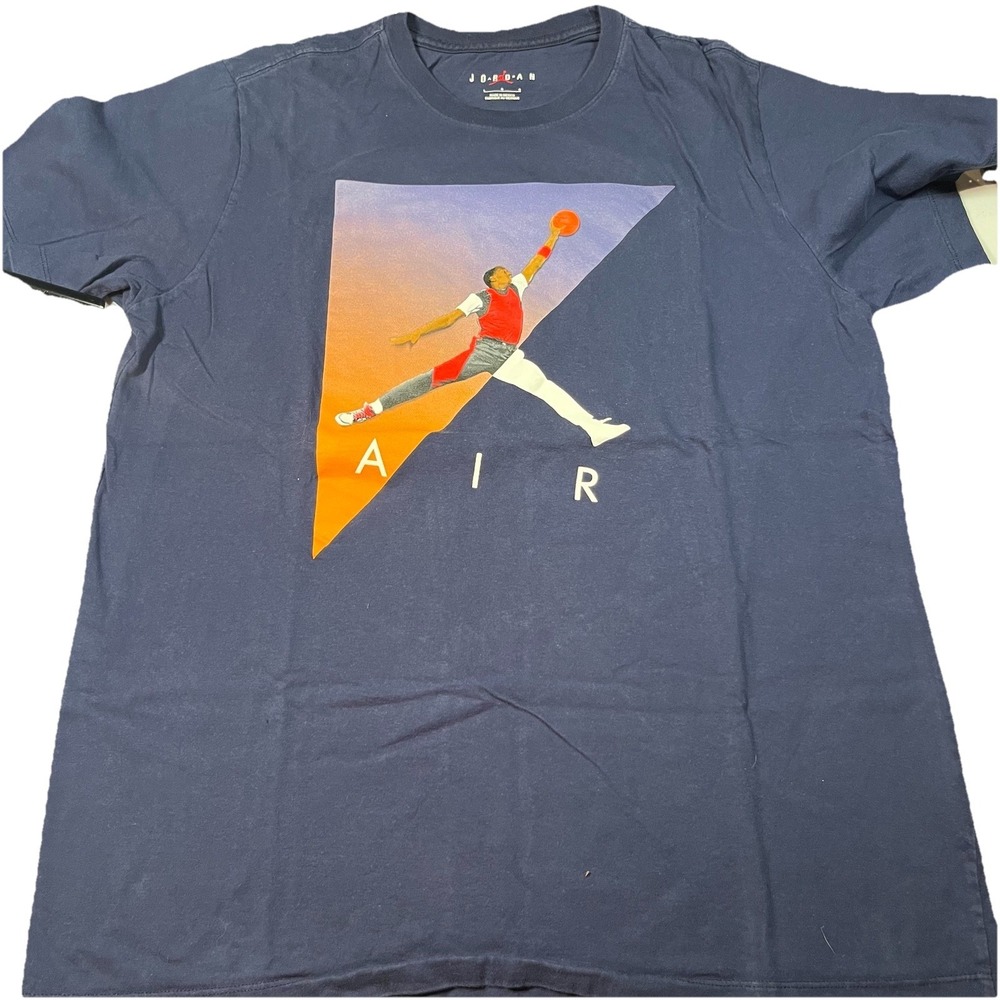 Air Jordan Large Photo T-Shirt Jumpman Michael Jordan Navy Men's Large EUC